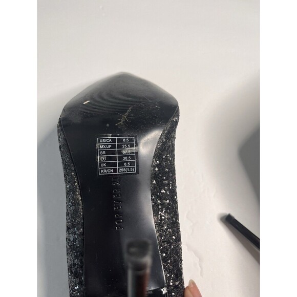 Forever 21 Women’s Heel Black Sparkly Shoes Size 8,5 - Picture 4 of 6